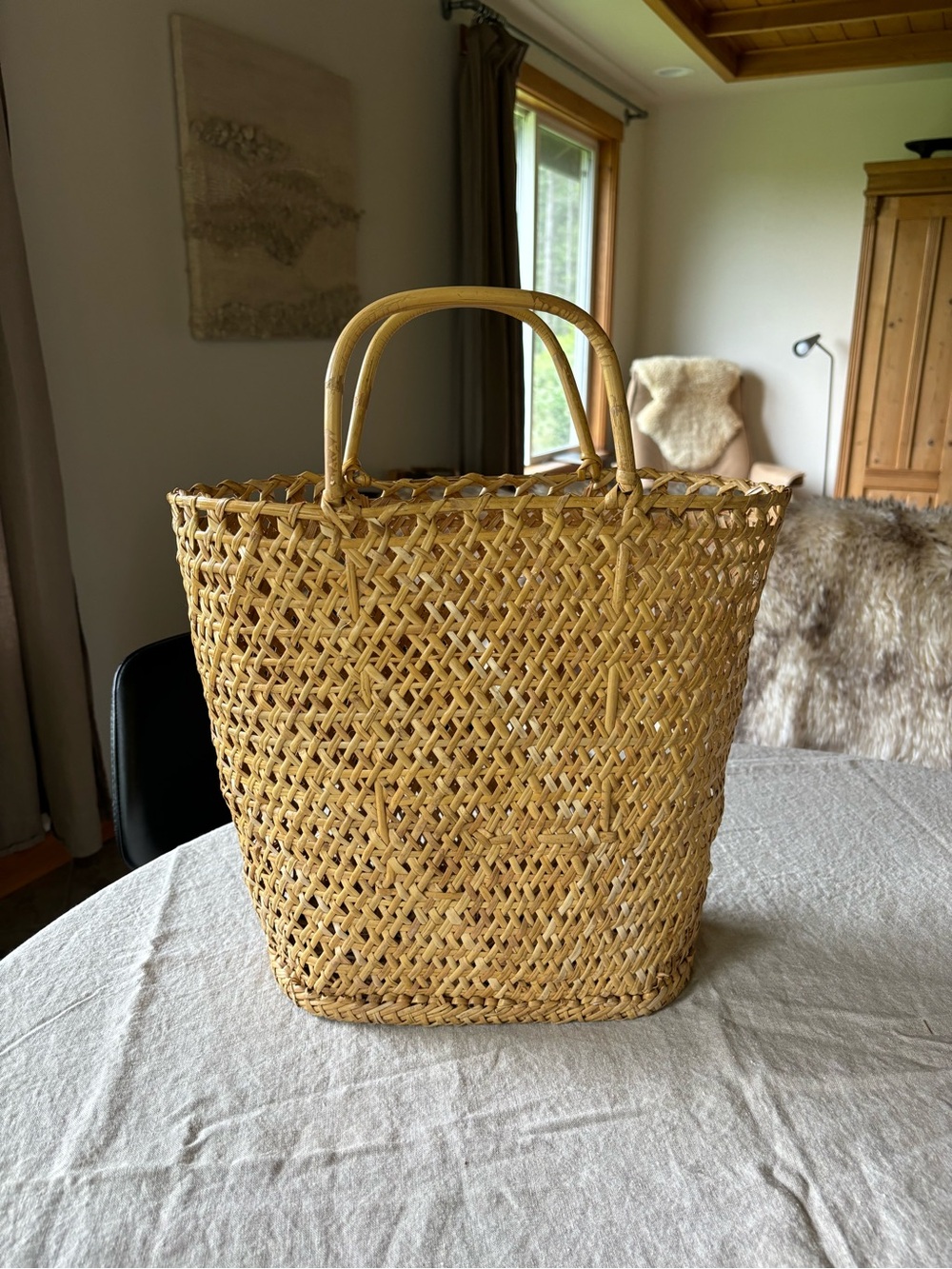 Vintage Wicker Market Basket